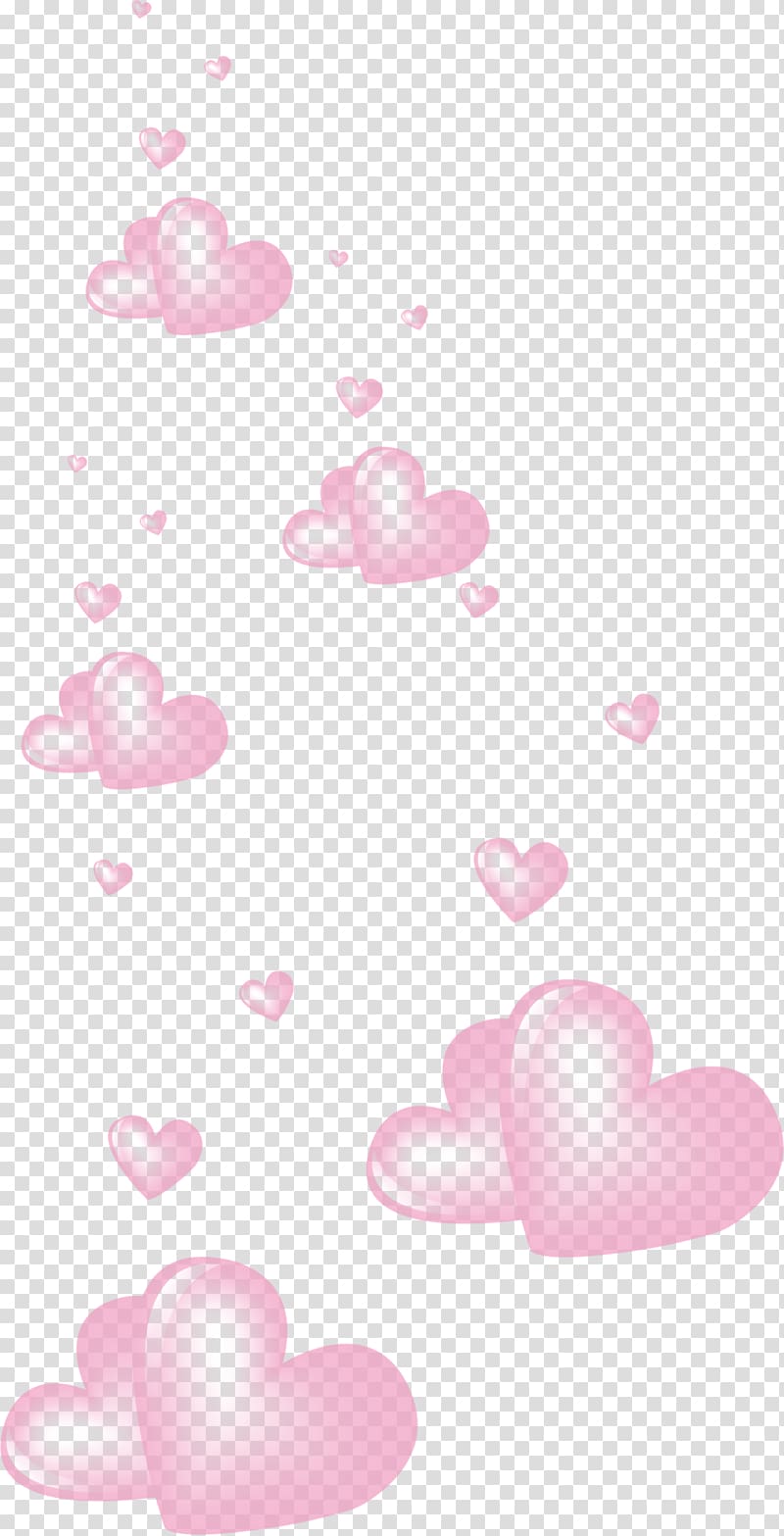 pink heart falling , Petal Heart Pattern, Pretty Pink Heart transparent background PNG clipart