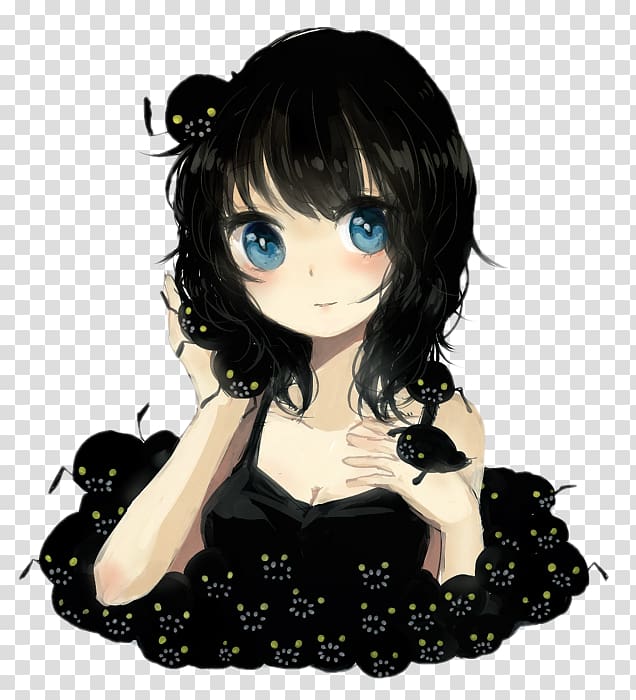 Black hair Anime Eye, and whispering short hair girls transparent background PNG clipart
