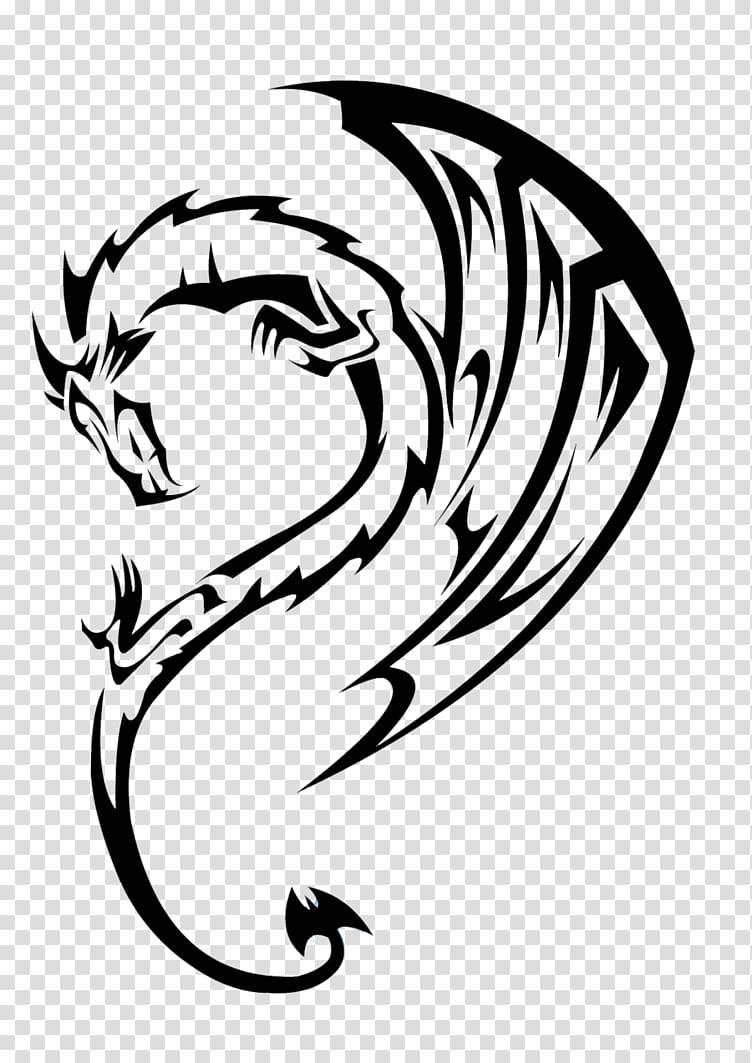 black dragon logo, Dragon Tattoo Curved transparent background PNG clipart