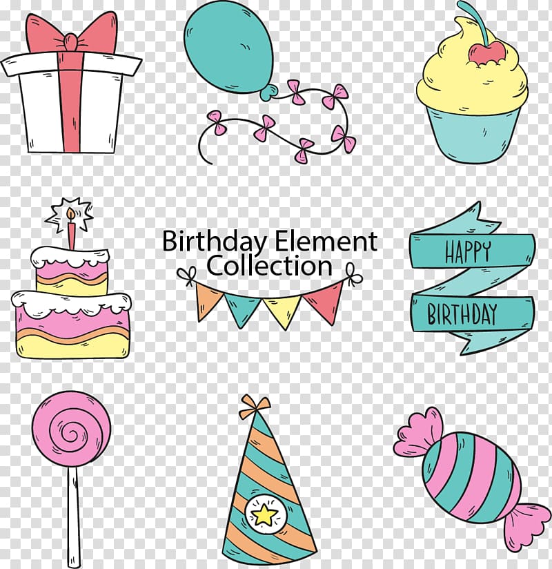 Birthday cake Party , hand-drawn cartoon birthday party transparent background PNG clipart