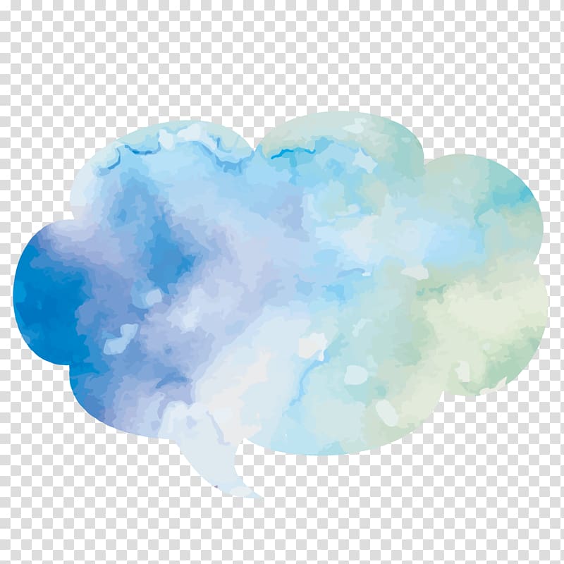Watercolor painting Dialog box Text box, hand-painted blue watercolor cloud dialog box, white and blue cloud illustration transparent background PNG clipart
