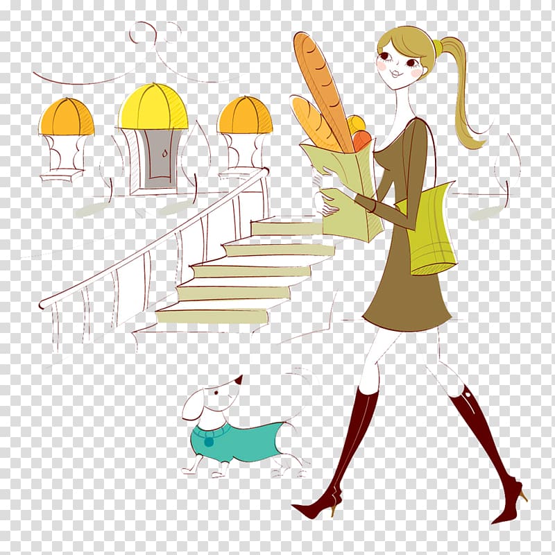 Woman Illustration, Bread the little girl transparent background PNG clipart