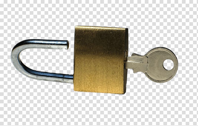 key inserted on padlock, Open Padlock and Key transparent background PNG clipart