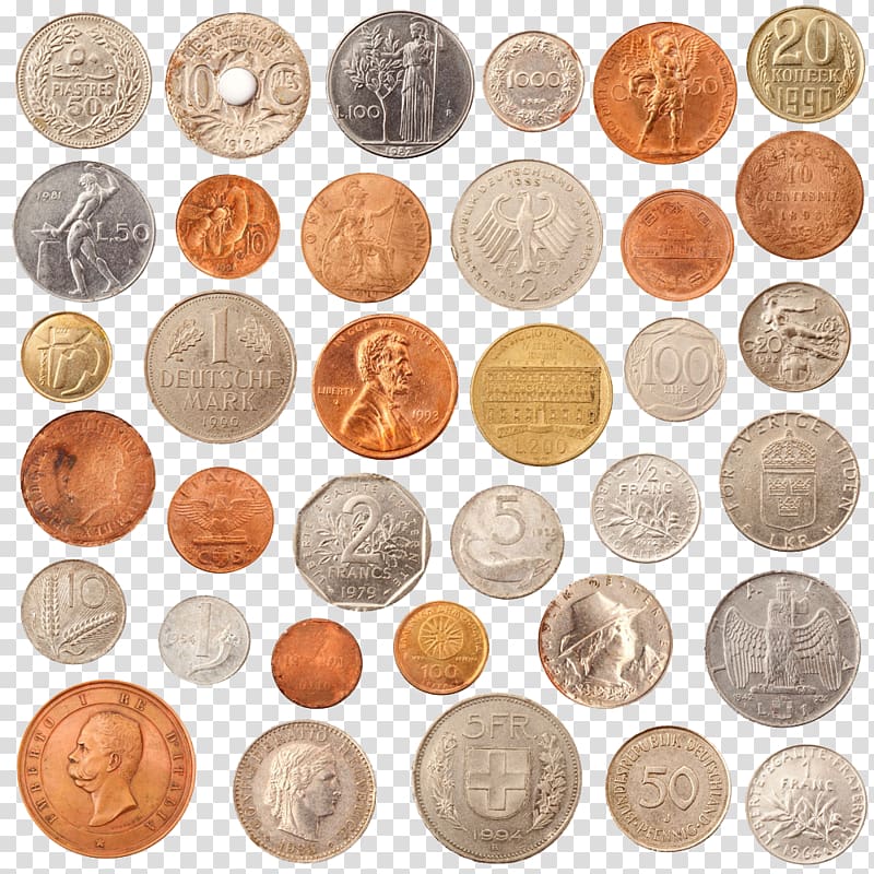 Coin collecting Italian lira, Coin collection transparent background PNG clipart