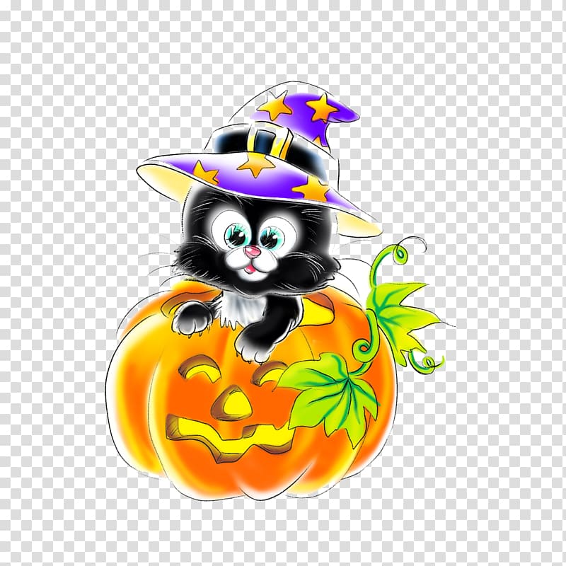 Cat Halloween Jack-o-lantern Festival Pumpkin, Creative cartoon cat transparent background PNG clipart