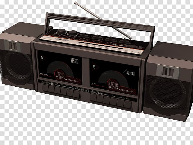 Boombox Stereophonic sound Tape recorder Compact Cassette Cassette deck, radio transparent background PNG clipart
