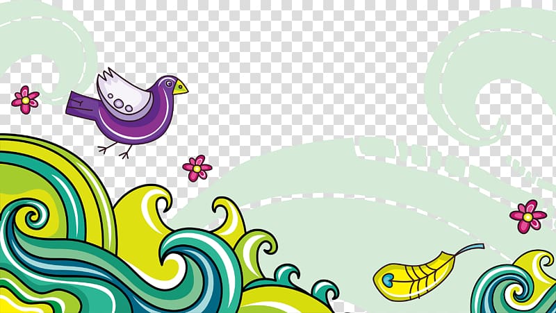 Wind wave Illustration, cartoon bird waves background illustration transparent background PNG clipart
