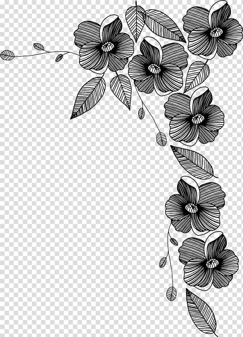 painted black flowers transparent background PNG clipart