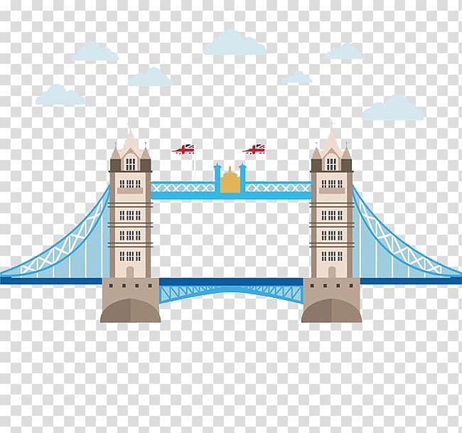 London Bridge Tower Bridge Big Ben London Eye, London Bridge bridge cartoon clouds creative transparent background PNG clipart