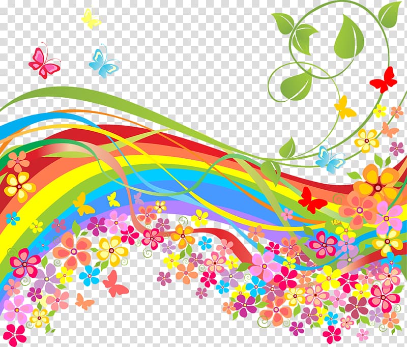 Spring Flower illustration, rainbow transparent background PNG clipart