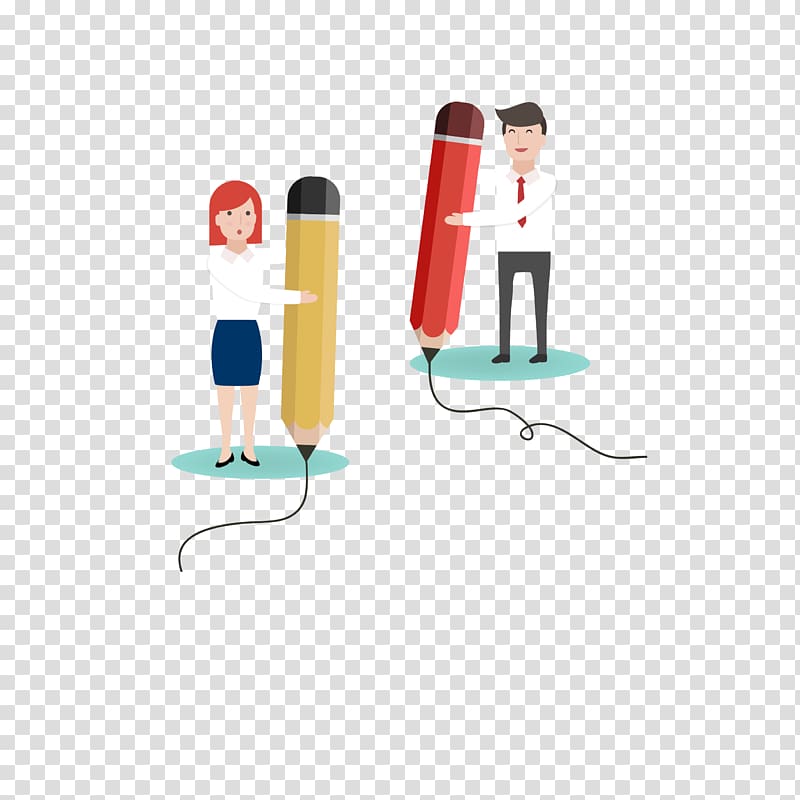 Pencil Writing Illustration, color creative holding pencils professional men and women transparent background PNG clipart