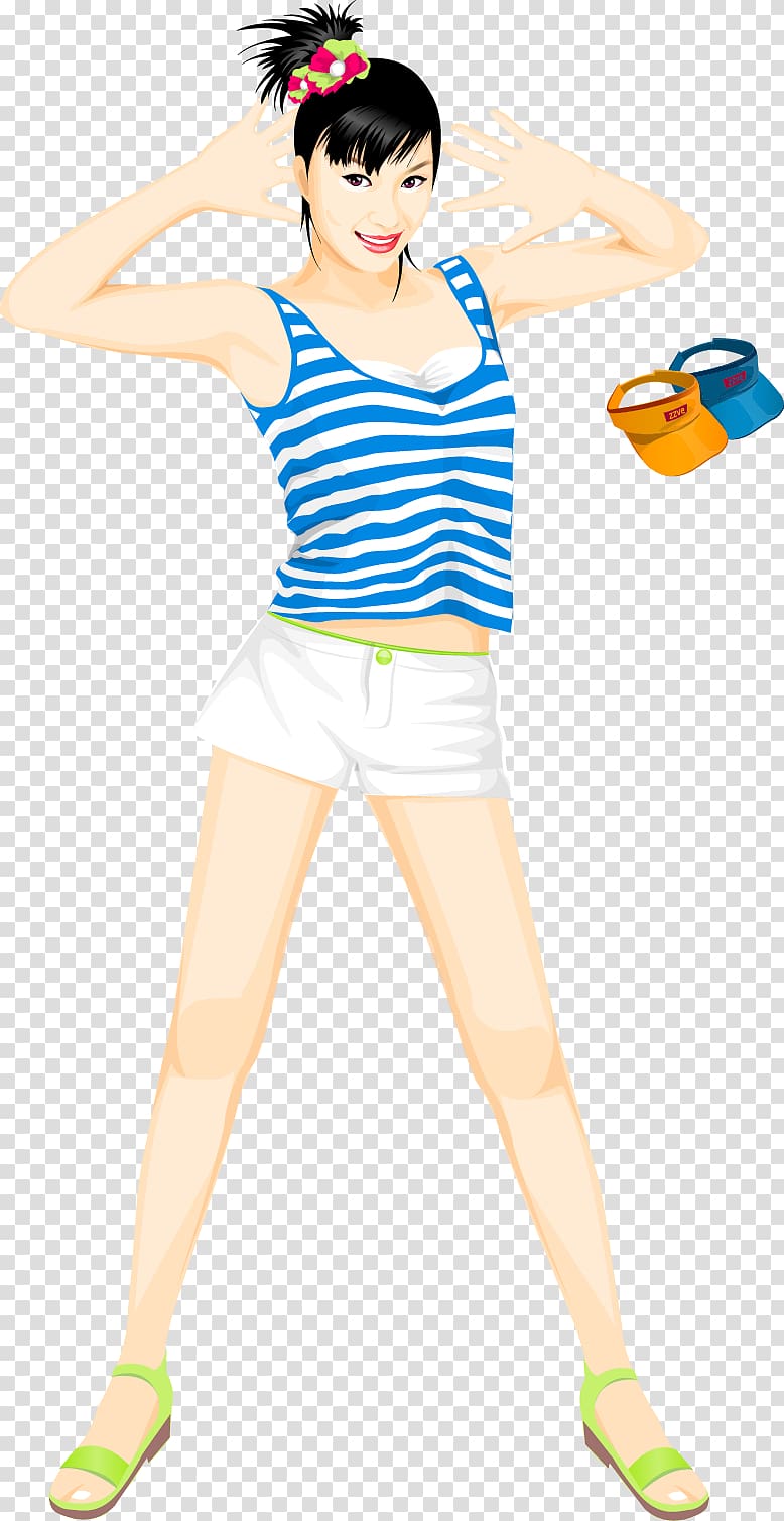 Adobe Illustrator , Wearing shorts and vest cool beauty material transparent background PNG clipart