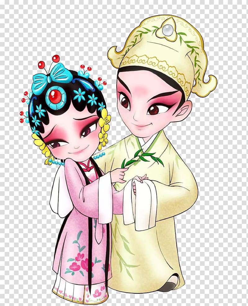 Kunqu Cartoon Chinese opera Illustration, Kunqu avatar Dress transparent background PNG clipart