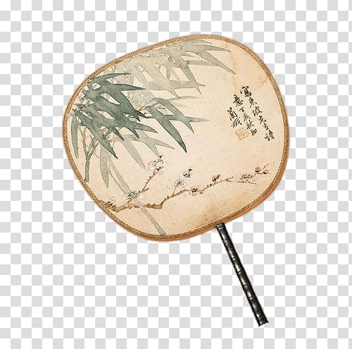 black handled brown hand fan, Antique Chinese Fan transparent background PNG clipart