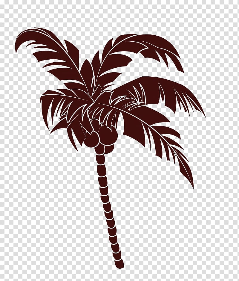 WINNER Silhouette Baidu Wangpan, Brown coconut tree silhouette decorative motifs transparent background PNG clipart