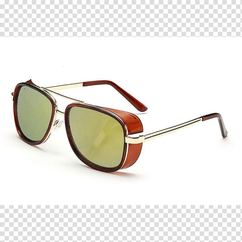 Mirrored sunglasses Iron Man Eyewear Steampunk, Sunglasses transparent background PNG clipart