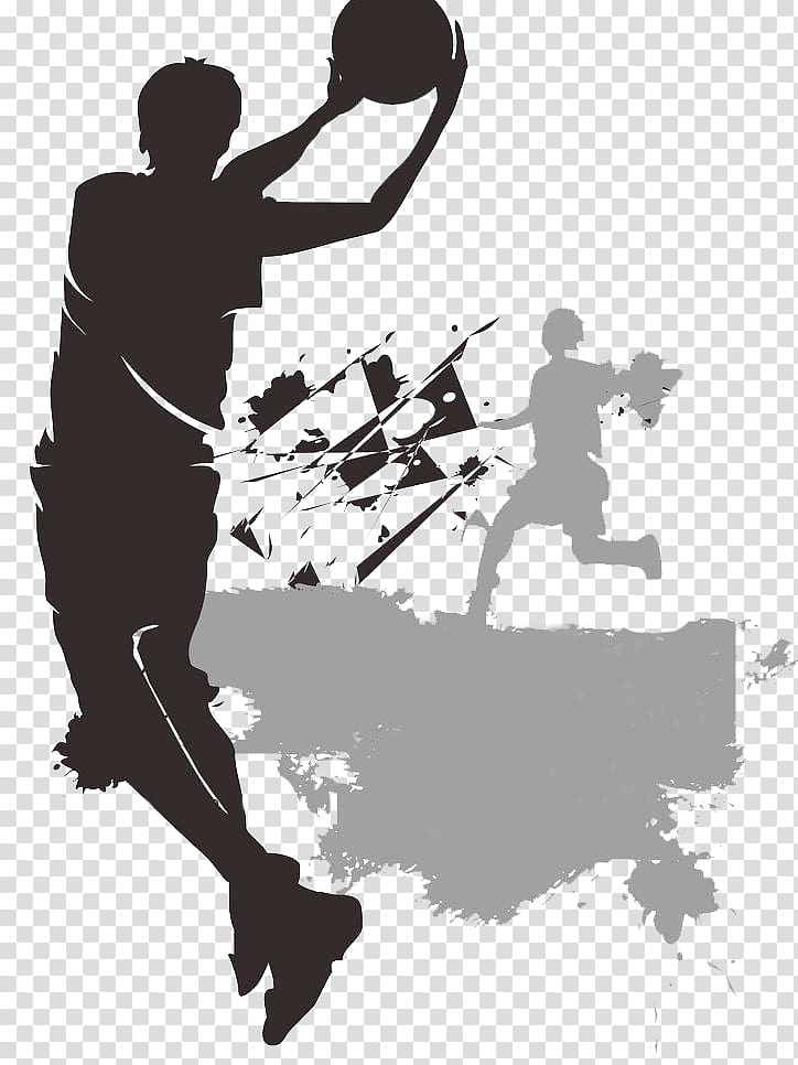 Silhouette Sport Basketball Illustration, Basketball poster material transparent background PNG clipart