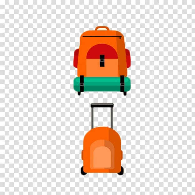 Backpacking Hiking Travel Baggage, Simple orange cartoon plane luggage transparent background PNG clipart