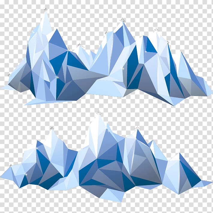 ice mountain illustration, Polygon Mountain Geometry Iceberg, Polygon splicing iceberg transparent background PNG clipart
