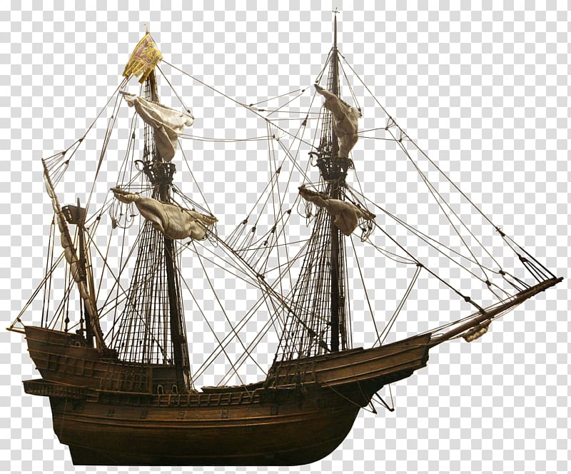 brown schooner illustration, Galleon Sailing ship Carrack, Ancient sailboat transparent background PNG clipart