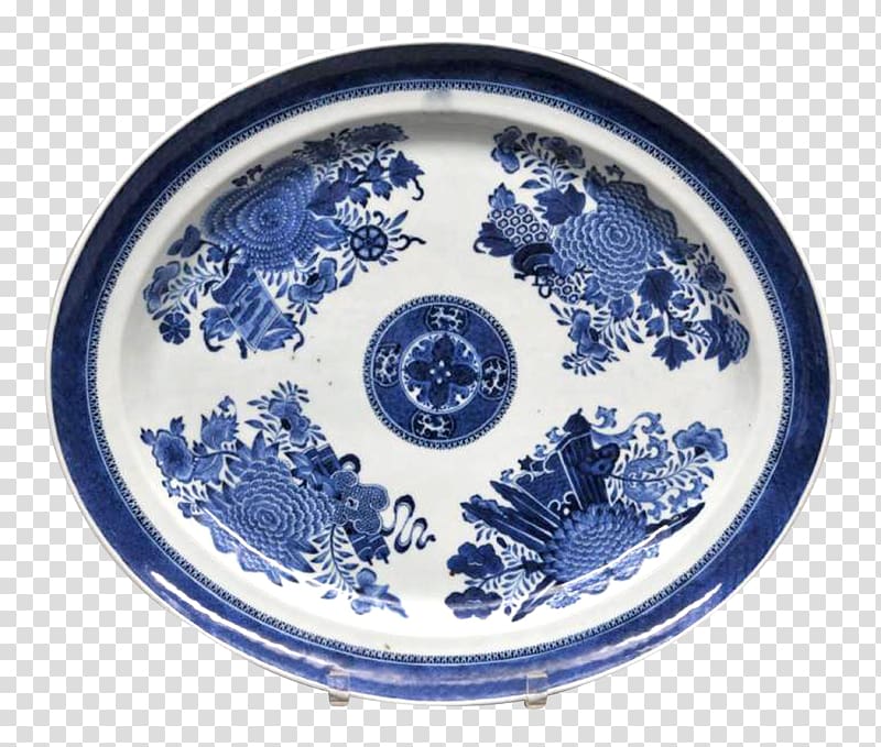 Blue and white pottery Plate Chinese export porcelain Chinese ceramics, Plate transparent background PNG clipart