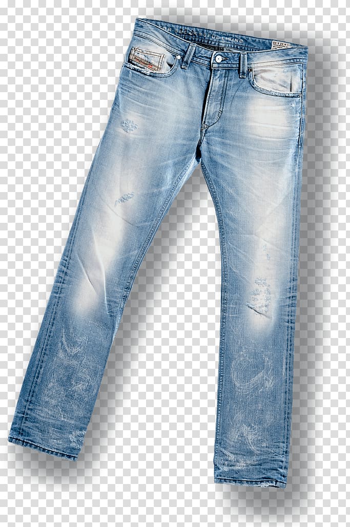 blue stone-washed denim jeans, Pair Of Mens Jeans transparent background PNG clipart
