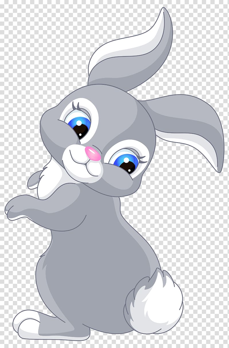 Easter Bunny Rabbit Cartoon , Cute Bunny Cartoon , gray and white bunny cartoon illustration transparent background PNG clipart