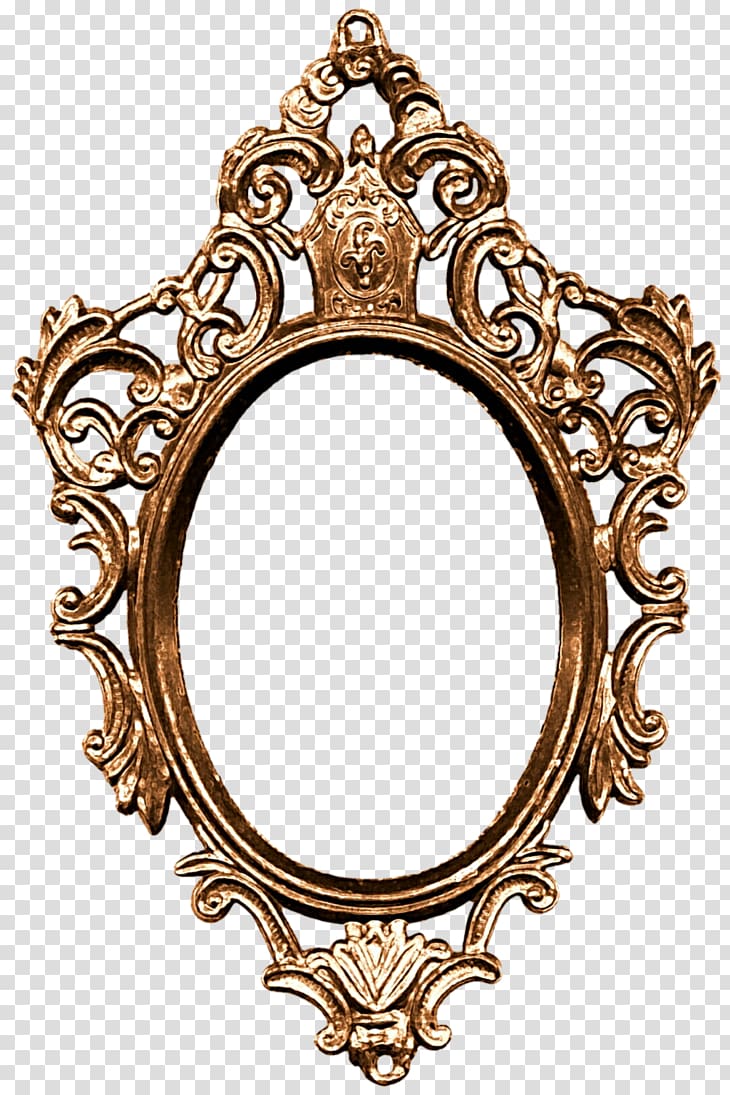 oval gold frame, Magic Mirror Frames , mirror transparent background PNG clipart