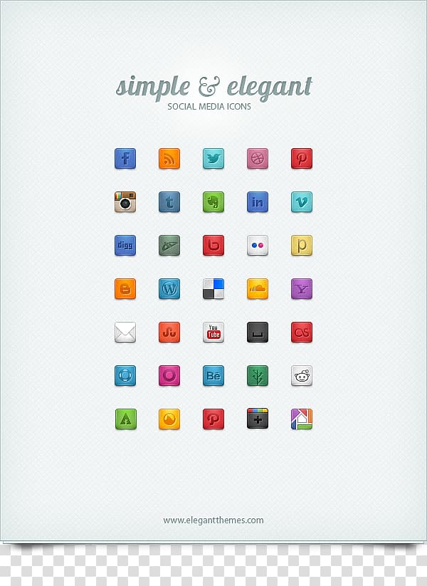 assorted-color icons, Social media Computer Icons Blog Website Social network, Beautiful & Free Social Media Icons | Elegant Themes Blog transparent background PNG clipart