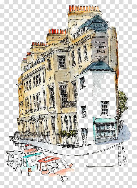 building , Architecture Watercolor painting Drawing Urban Sketchers Sketch, Retro Building transparent background PNG clipart
