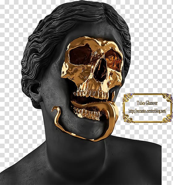 Gold Skull Marble Skeleton Sculpture, gold transparent background PNG clipart