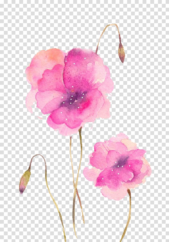two pink petaled flowers illustration, Watercolour Flowers Watercolor painting Samsung Galaxy S6, Watercolor flowers transparent background PNG clipart