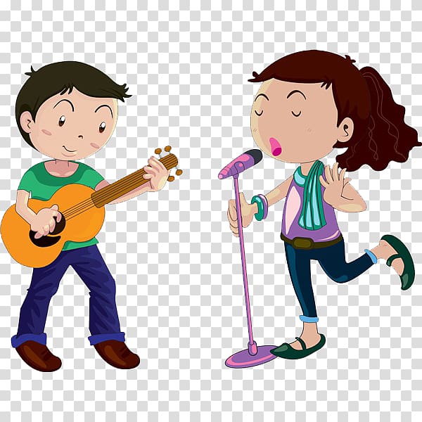 Microphone Cartoon Singing Female, Singing children transparent background PNG clipart