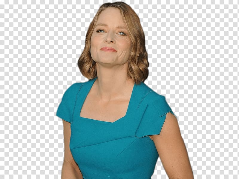 woman in blue square-neck shirt, Jodie Foster Blue Dress transparent background PNG clipart