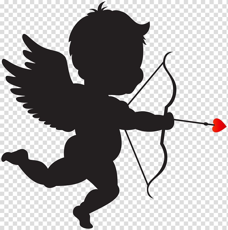 cupid with bow art, Valentine\'s Day Cupid Lupercalia Venus Heart, Cupid with Bow Silhouette transparent background PNG clipart