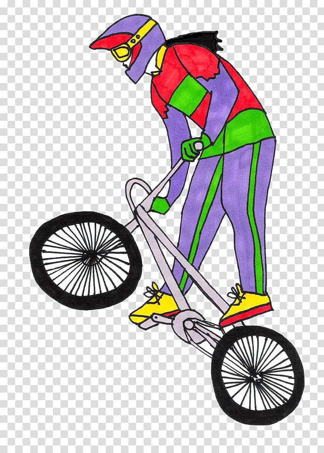 Bicycle wheel Cartoon, Cartoon bike stunt transparent background PNG clipart
