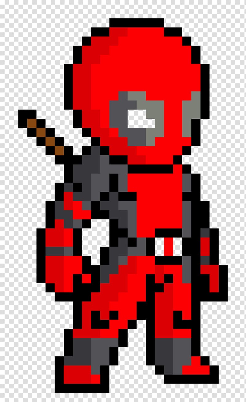 Deadpool Pixelated Minecraft Deadpool Pixel Art Drawing