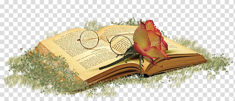 round eyeglasses on book beside flower, Book u0422u043eu043bu044cu043au043e u0442u044b, u043cu043eu044f u0433u0440u0443u0441u0442u043du0430u044f u043eu0441u0435u043du044c The nightingale and the rose, Bushes books transparent background PNG clipart
