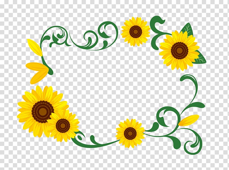 yellow sunflowers illustration, Common sunflower Illustration, Sunflower garland transparent background PNG clipart