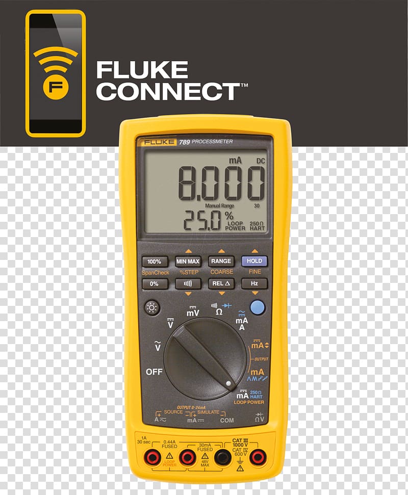 Fluke Corporation Multimeter Current clamp True RMS converter Calibration, Digital Multimeter transparent background PNG clipart