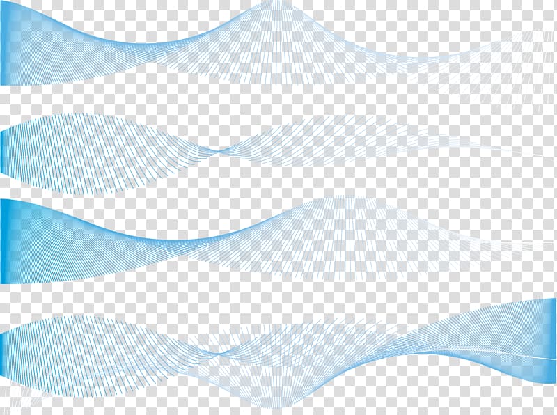 exquisite blue dynamic lines texture, four wave datas transparent background PNG clipart