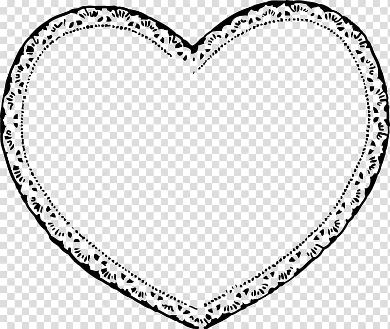 Valentines Day Heart Black and white , Lace heart-shaped mirror transparent background PNG clipart