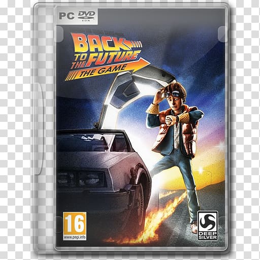 Gack to the Future PC game case, pc game action figure technology video game software, Back to the Future The Game transparent background PNG clipart