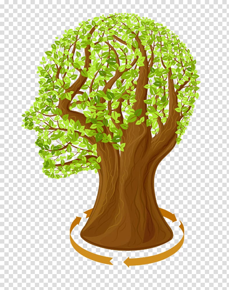 brown and green portrait tree face , Tree , Creative human brain transparent background PNG clipart