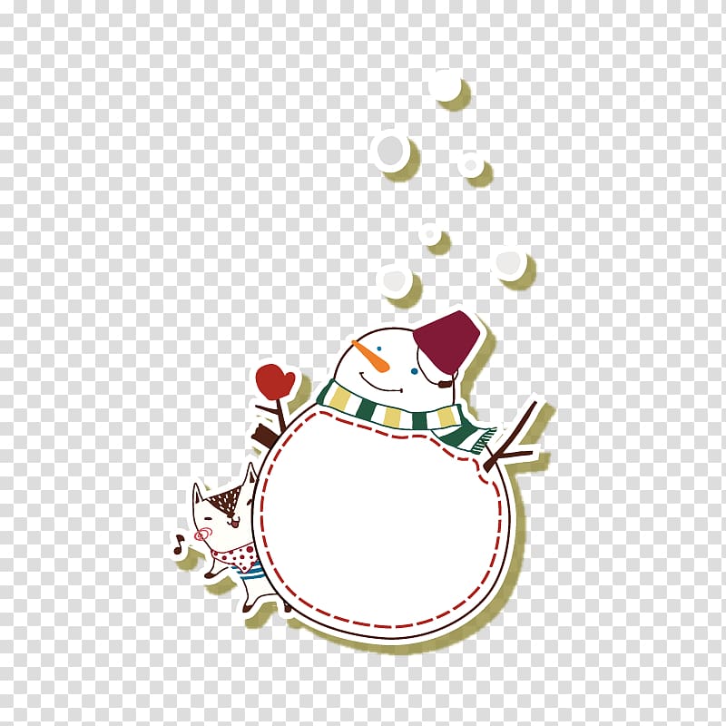 Cat frame Illustration, Winter Snowman textbox transparent background PNG clipart