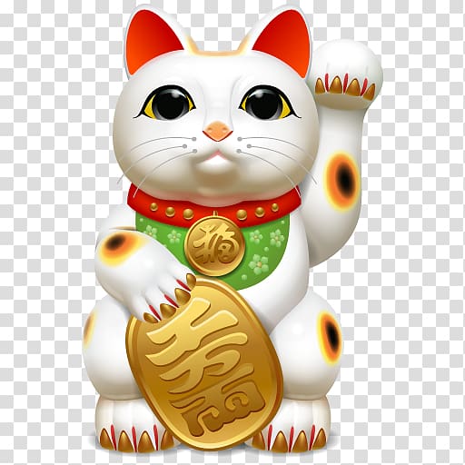 Japanese Bobtail Maneki-neko Luck Ceramic , Maneki Neko transparent background PNG clipart