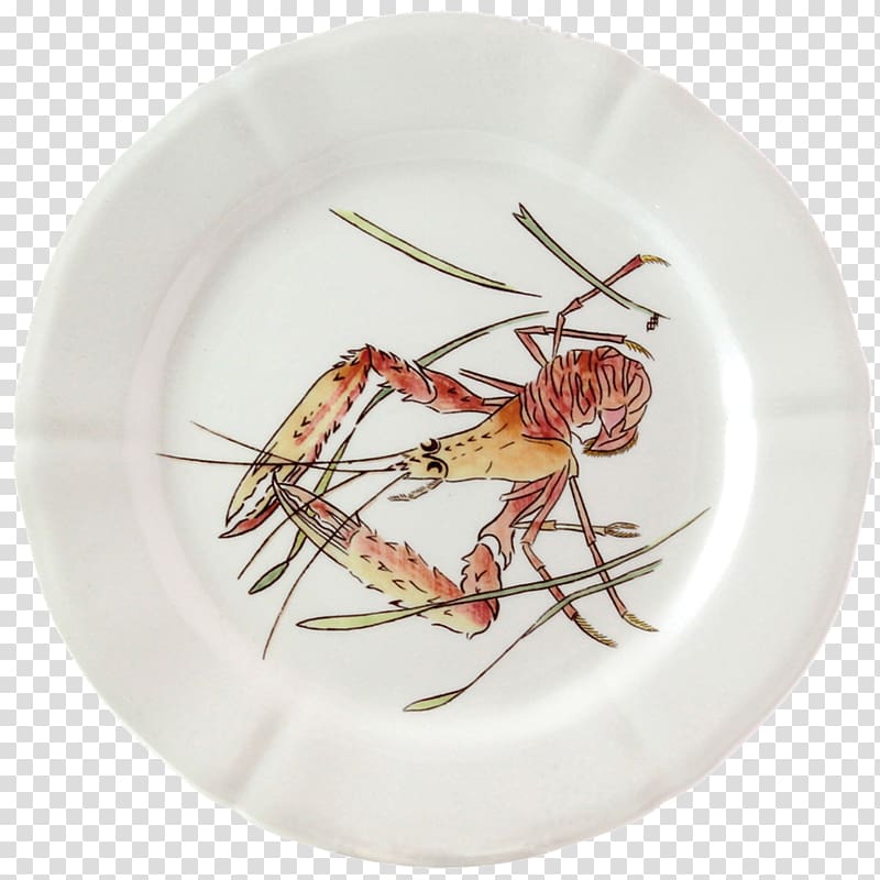 Plate Faïencerie de Gien Crustacean Scampi, Plate transparent background PNG clipart