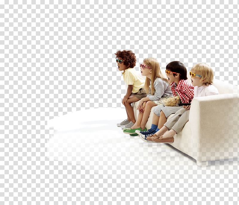 Laptop HDMI 1080p Video projector, Children watch 3D movies transparent background PNG clipart