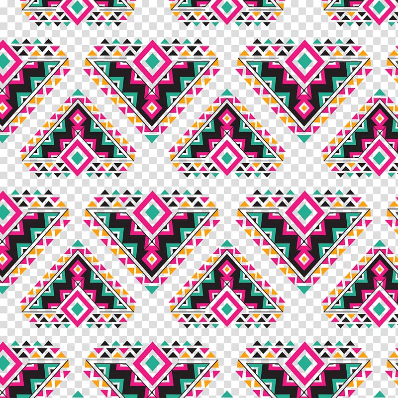 black, pink, and orange , Ethnic group Pattern, Exotic wind triangle pattern transparent background PNG clipart