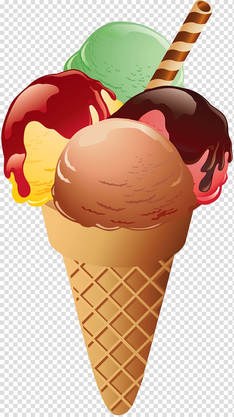 assorted-color ice cream with cone illustration, Ice Cream Cones Sundae Chocolate ice cream, ice cream transparent background PNG clipart